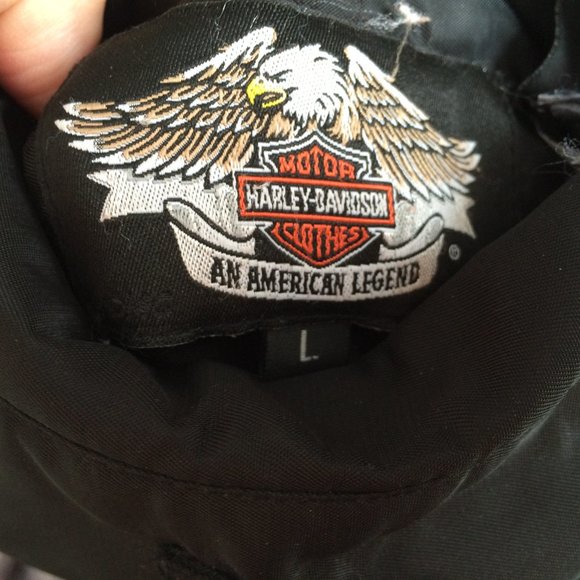 Harley-Davidson Womens Reversible Hooded Jacket Large Black Nylon Full Zip 2006 - Picture 12 of 16